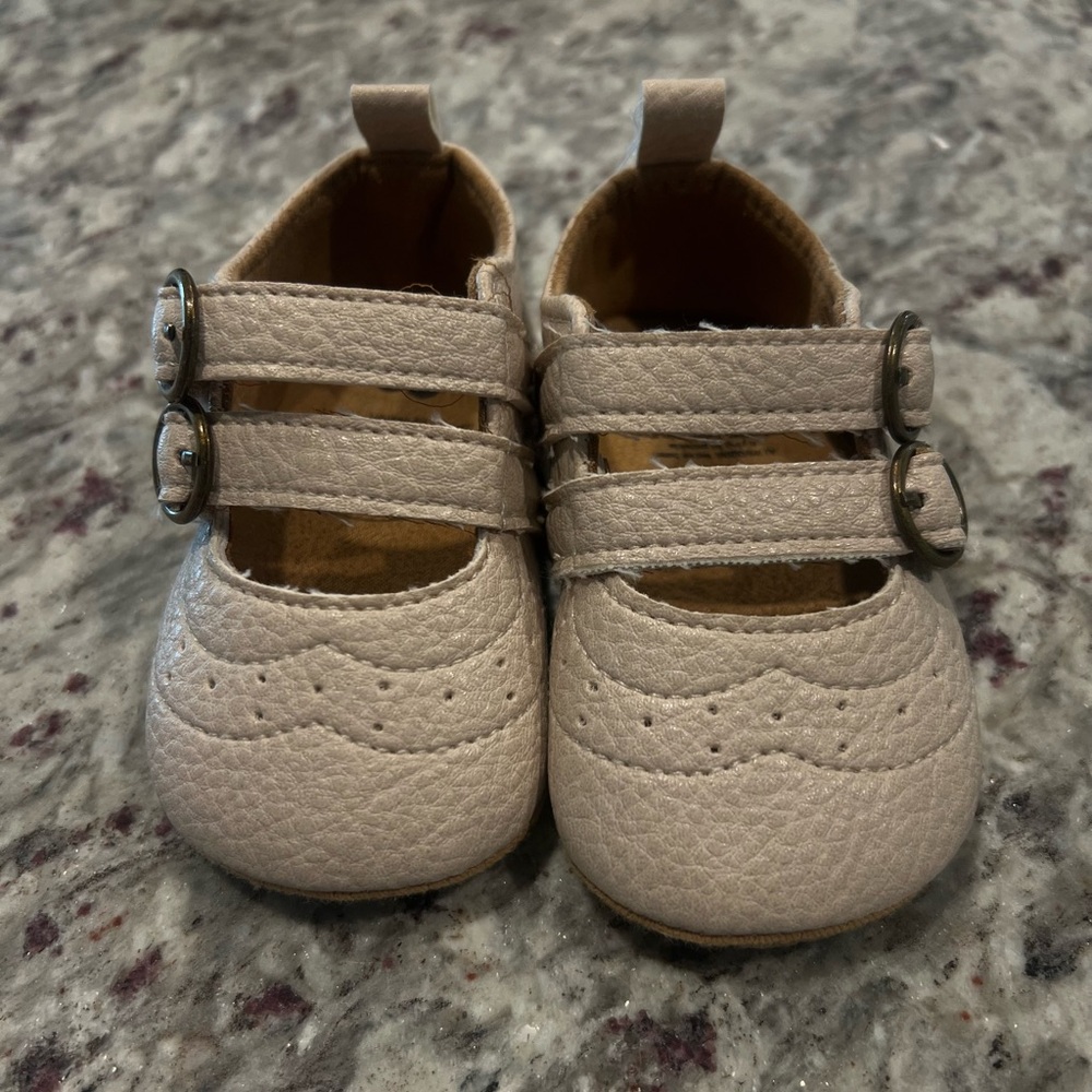 Double Buckle Mary Jane Baby Shoe Neutral